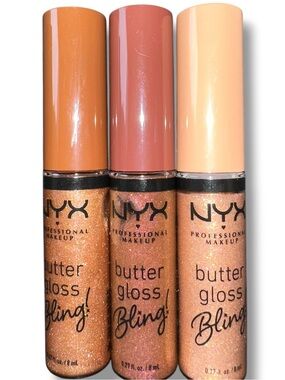SEALED NYX Butter Gloss Bling Trio - ALL NEW Lip Jewelry Iridescent Glitter FAB